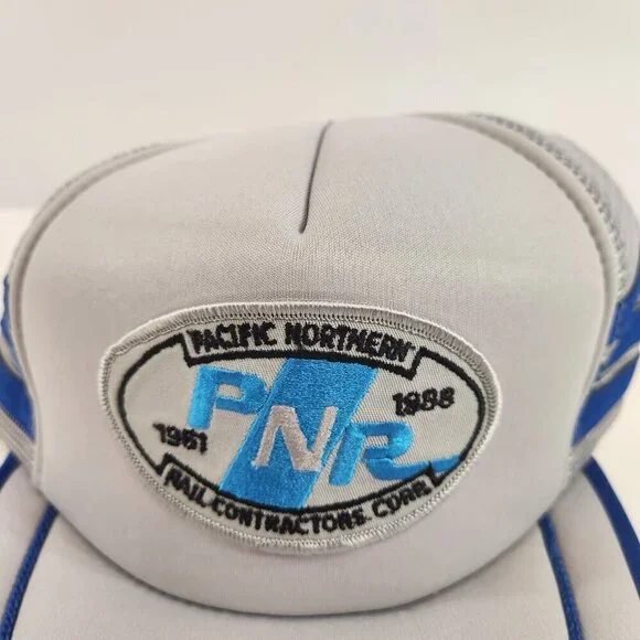 Pacific Northern Rail 3 Stripes Trucker Hat PNR 1988 Mesh Adjustable Vtg - Picture 2 of 8